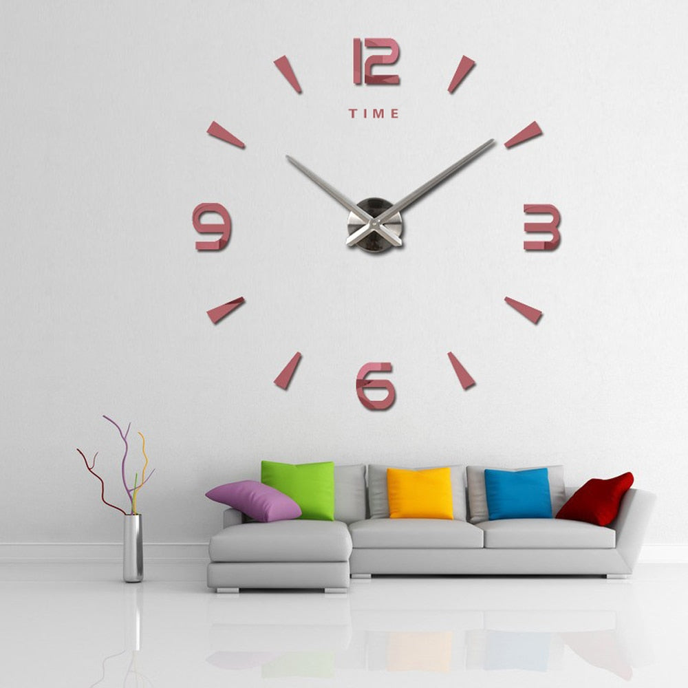 Large Wall Clock Quartz 3D DIY Big Watch Decorative Kitchen Clocks Acrylic Mirror Sticker Oversize Wall Clocks Home Letter Decor PAP SHOP 42