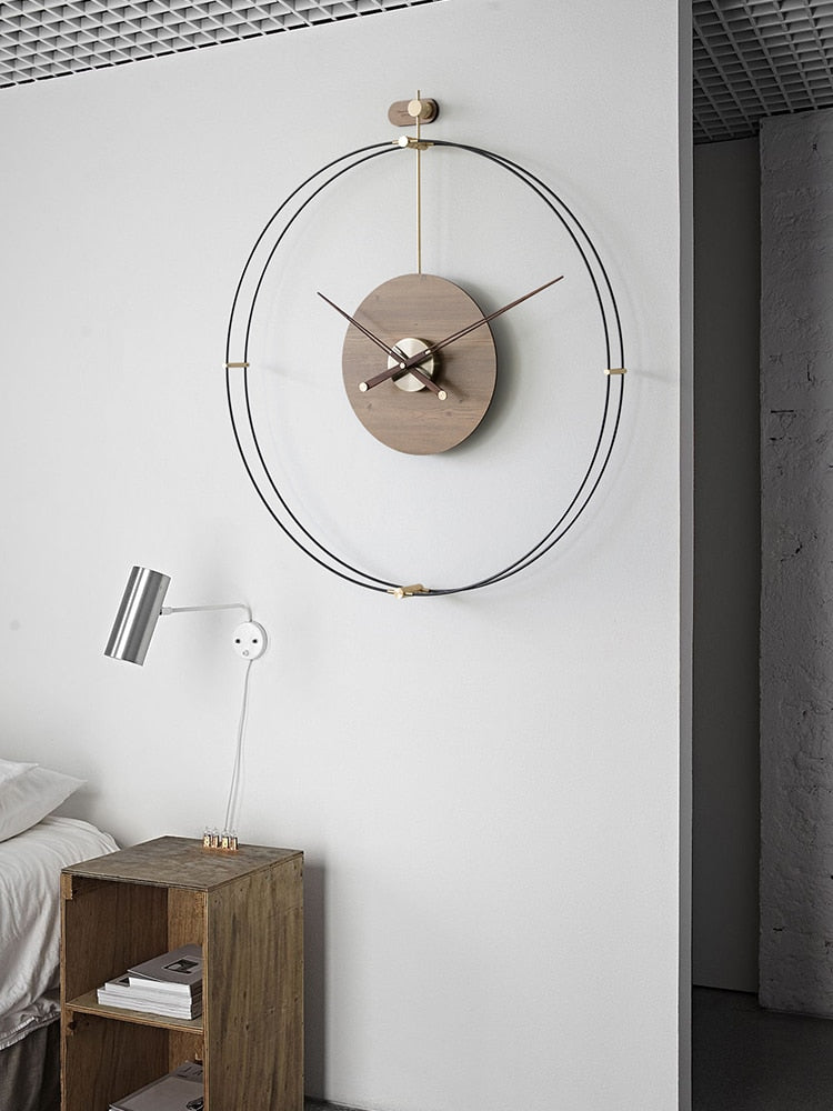 Nordic Luxury Wall Clock Modern Design Silent Large Wall Clocks Home Decor Creative Wood Metal Watch Living Room Home Decoration PAP SHOP 42