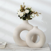 Nordic Ceramic Vase for Pampas Grass Donuts Flower Pot Home Decoration Accessories Office Living Room Interior Table Desk Decor PAP SHOP 42
