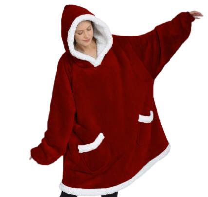 HMSU Winter Christmas Blanket Sweatshirts Oversized Hoodies Giant For Women Hoody Plaid With Sleeve Solid Warm Hooded Blanket PAP SHOP 42
