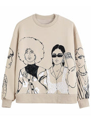 Aachoae Fashion Character Print Sweatshirt Women Loose O Neck Pullover Tops Ladies Long Sleeve Casual Hoodies Sweatshirts 2021 PAP SHOP 42
