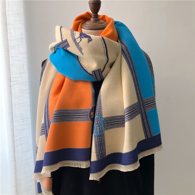 Warm Winter Scarf Cashmere Women Pashmina Design Print Shawls Wrap Female Thick Blanket Soft Bufanda Stoles 2022 Fashion PAP SHOP 42