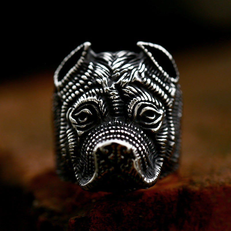 Stainless Steel fashion animal golden retriever Sharpei Dog Ring Men Simulation Details Personality Unique Amulet Jewelry PAP SHOP 42