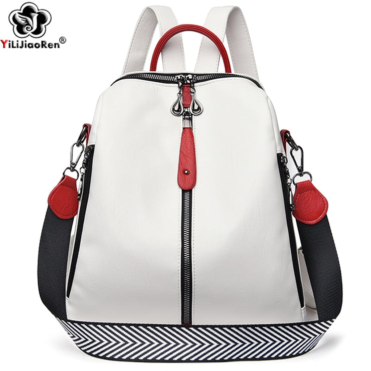 Fashion Backpack Women Soft Leather Backpack Female White High Quality Travel Back Pack School Backpacks for Girls Sac A Dos Hot