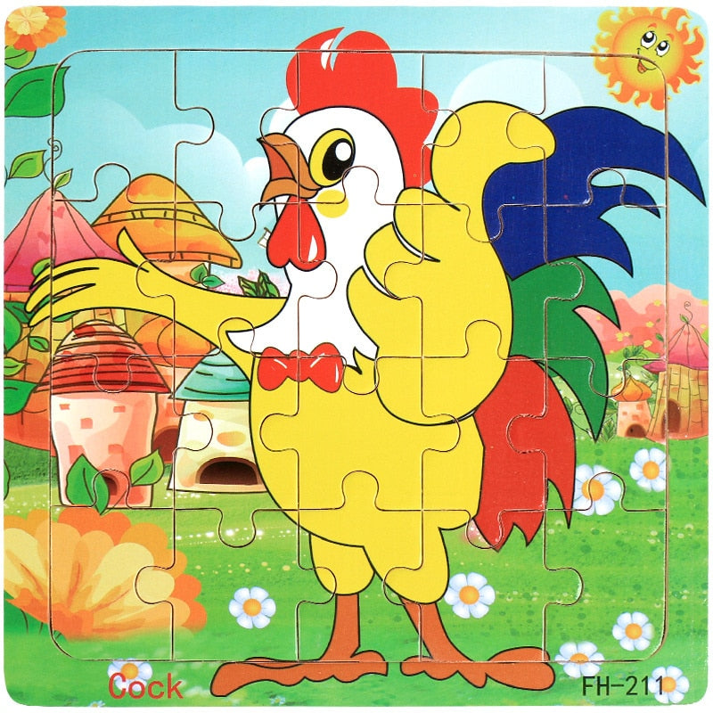 New 20 Piece Montessori 3d Puzzle Cartoon Animal Vehicle Jigsaw Wood Puzzle Game Early Learning Educational Toys For Children PAP SHOP 42