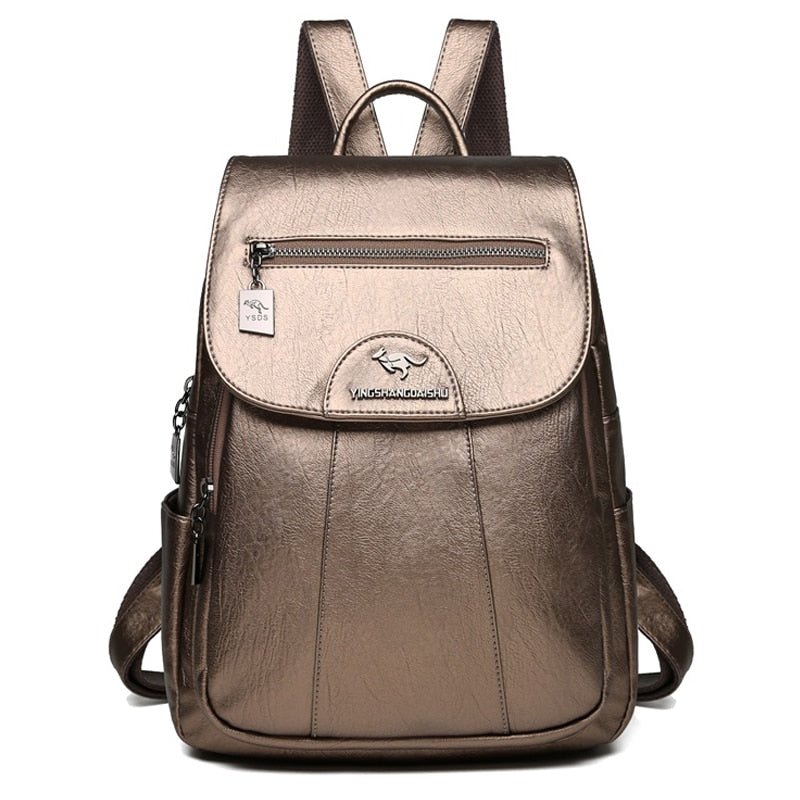 2022 Women Leather Backpacks High Quality Female Vintage Backpack For Girls School Bag Travel Bagpack Ladies Sac A Dos Back Pack PAP SHOP 42
