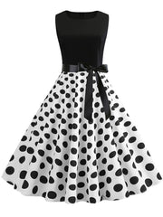 Black White Patchwork Polka Dot Summer Dress Women Vintage 50s 60s Pin Up Rockabilly Dress Robe Party Office Dresses PAP SHOP 42