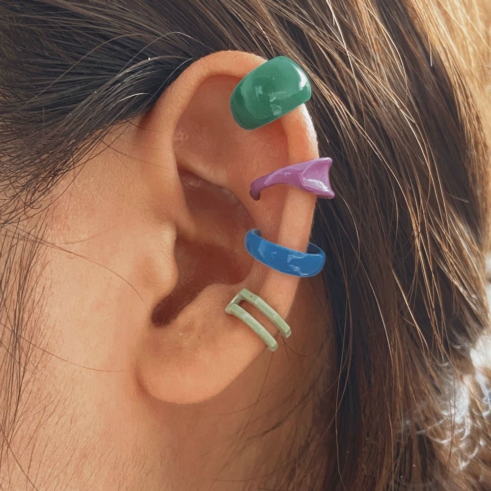 LATS Silver Color Leaves Clip Earrings for Women Men Creative Simple C Ear Cuff Non-Piercing Ear Ear Clip Set Trend Jewelry Gift PAP SHOP 42