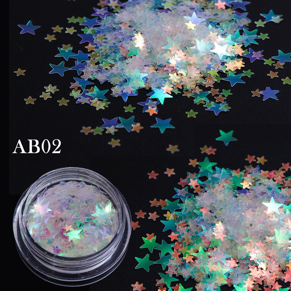 Holographic Nail Glitter Butterfly Star Round Heart Flake Mirror Sequins Gradient Mermaid Ultra Thin Slice Decoration SA1591 PAP SHOP 42