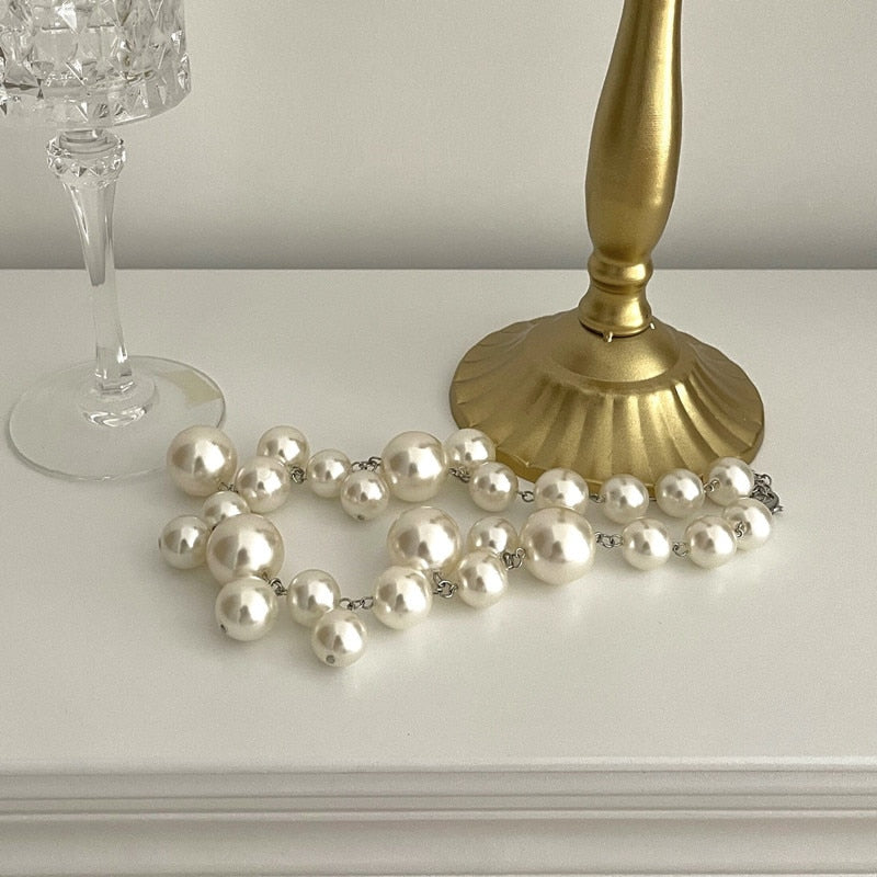 Bead Pearls Necklace Collarbone Chain Women&#39;s Elegant Pendant Necklace Bride Jewelry PAP SHOP 42