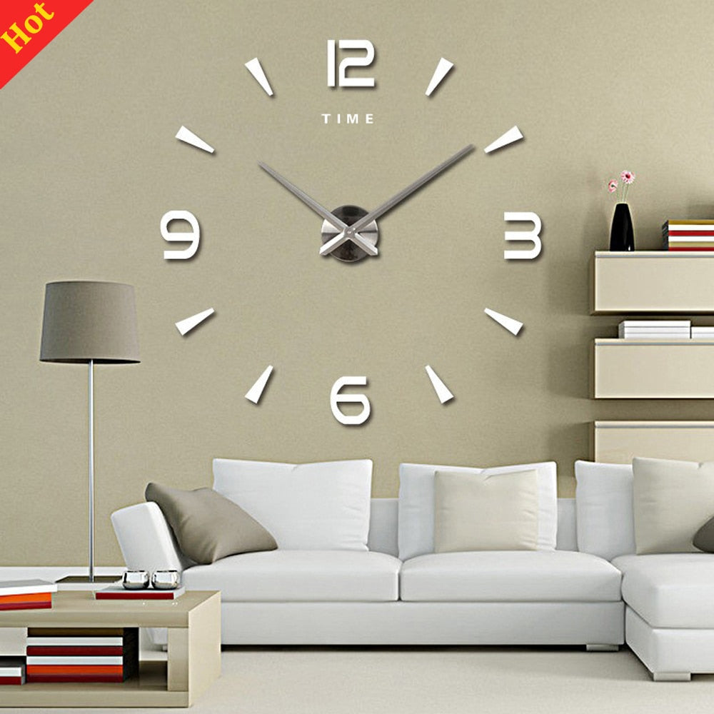 Large Wall Clock Quartz 3D DIY Big Watch Decorative Kitchen Clocks Acrylic Mirror Sticker Oversize Wall Clocks Home Letter Decor PAP SHOP 42