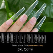 Gel Nails Extension System Full Cover Sculpted Clear Stiletto Coffin False Nail Tips 240pcs/bag PAP SHOP 42