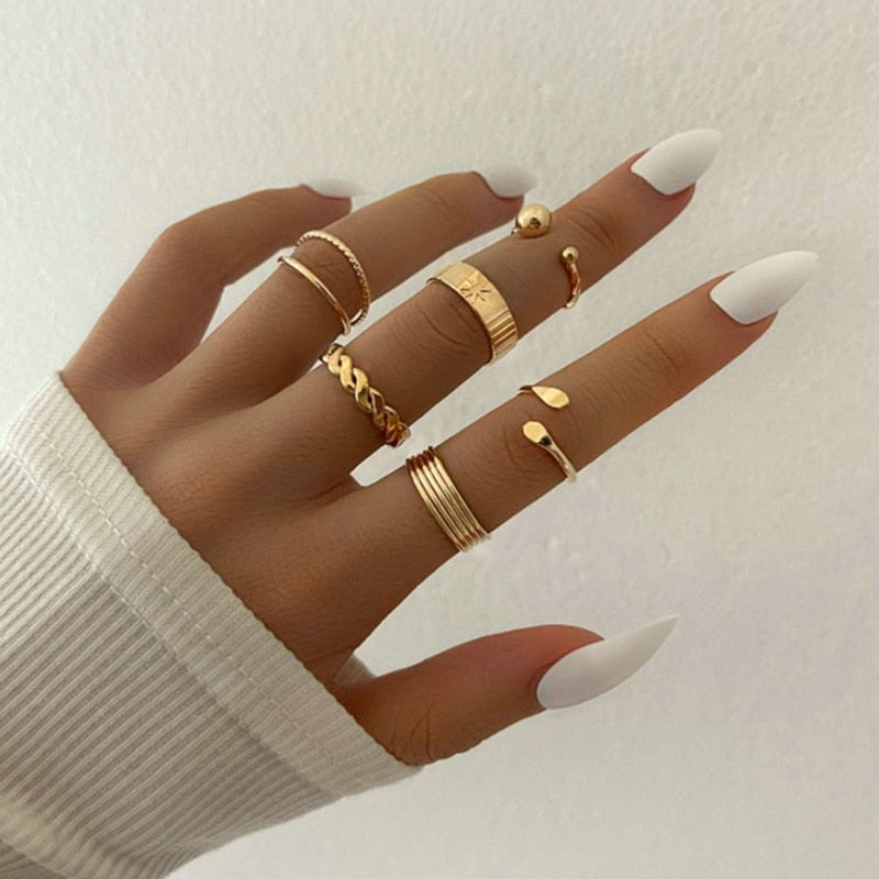 Bohemian Geometric Rings Set For Women Vintage Star Moon Flower Knuckle Finger Ring Women Girl Fashion Jewelry Gift PAP SHOP 42