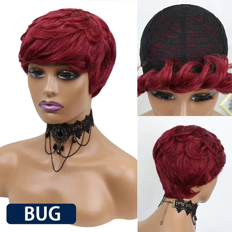 Short Pixie Cut Straight Hair Wig Peruvian Human Hair Wigs For Black Women 150% Glueless Machine Made Wig Free Shipping PAP SHOP 42