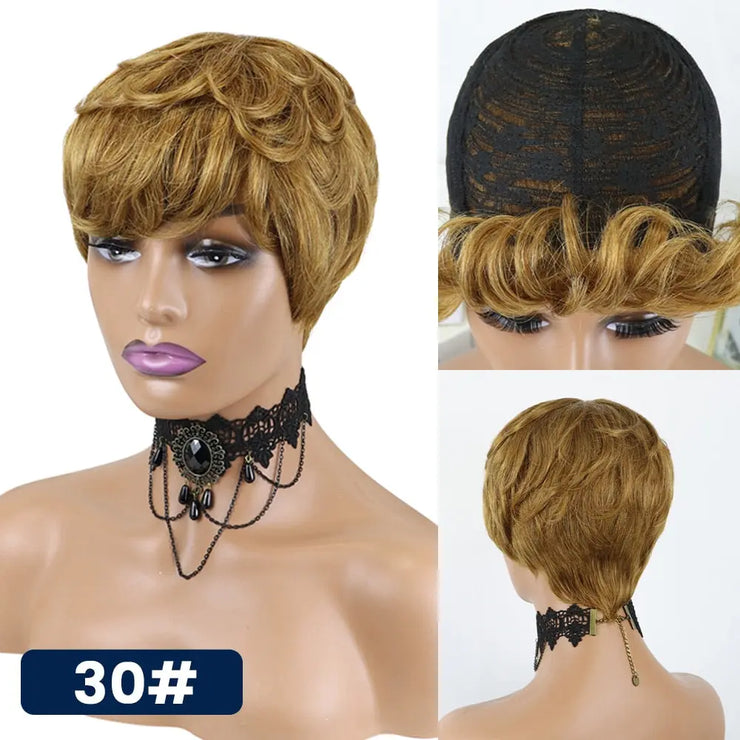 Short Pixie Cut Straight Hair Wig Peruvian Human Hair Wigs For Black Women 150% Glueless Machine Made Wig Free Shipping PAP SHOP 42