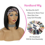 Short Bob Headband Wigs Brazilian Human Hair Wig With Headband  For Women Full Machine Made Straight Bob Human Hair Wigs PAP SHOP 42
